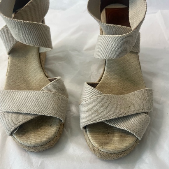TORY BURCH Cream Wedge Sandals - Picture 2 of 16